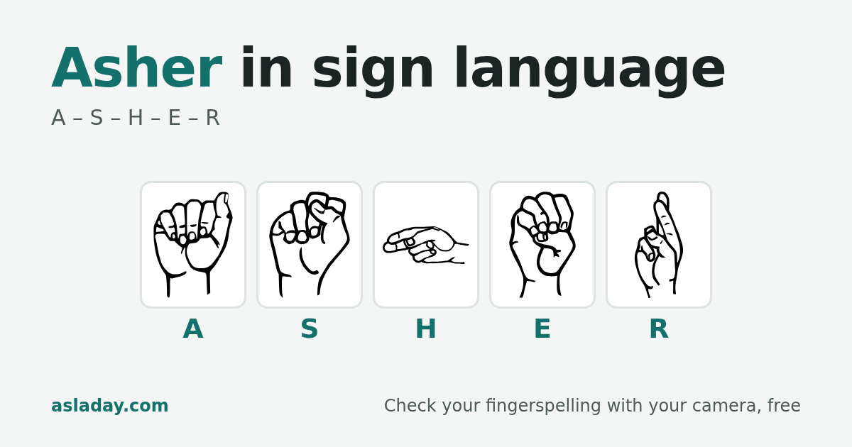 Asher in sign language: A, S, H, E, R