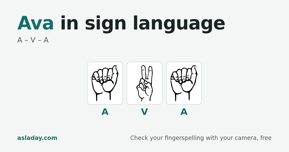 Ava in sign language: A, V, A