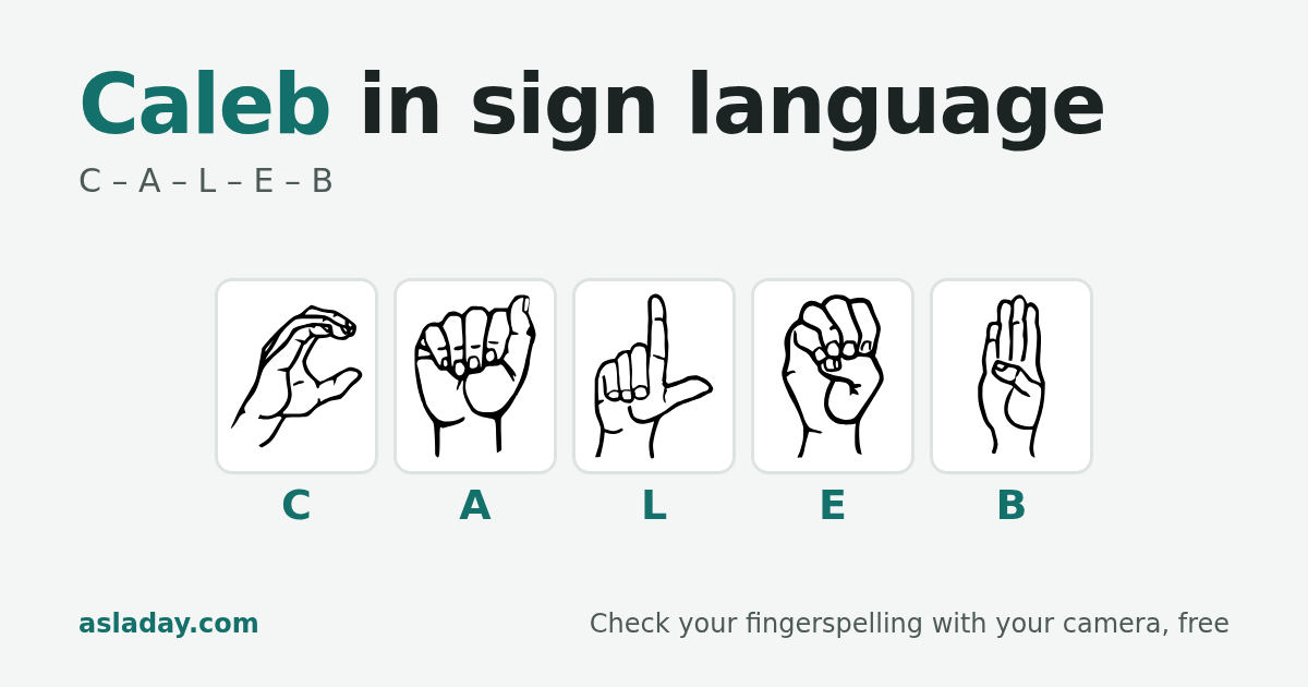 Caleb in sign language: C, A, L, E, B