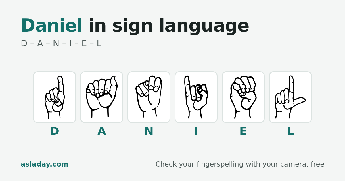 Daniel in sign language: D, A, N, I, E, L
