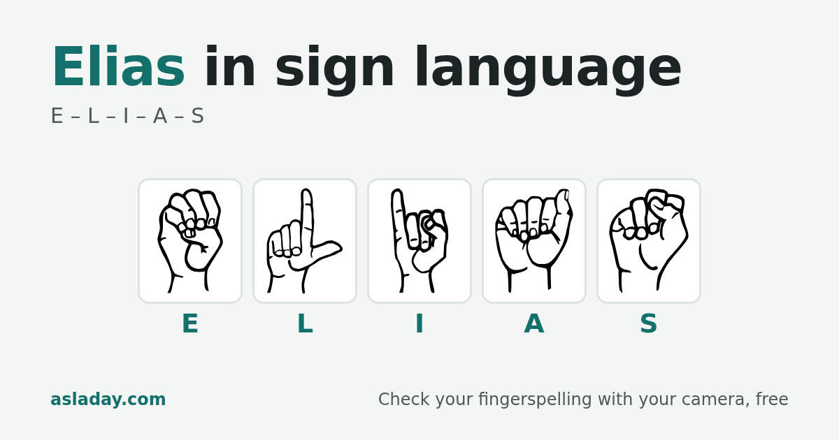 Elias in sign language: E, L, I, A, S
