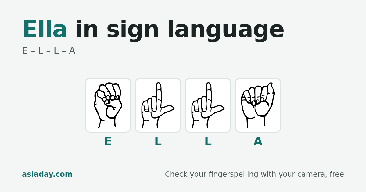 Ella in sign language: E, L, L, A