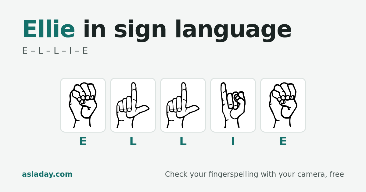 Ellie in sign language: E, L, L, I, E