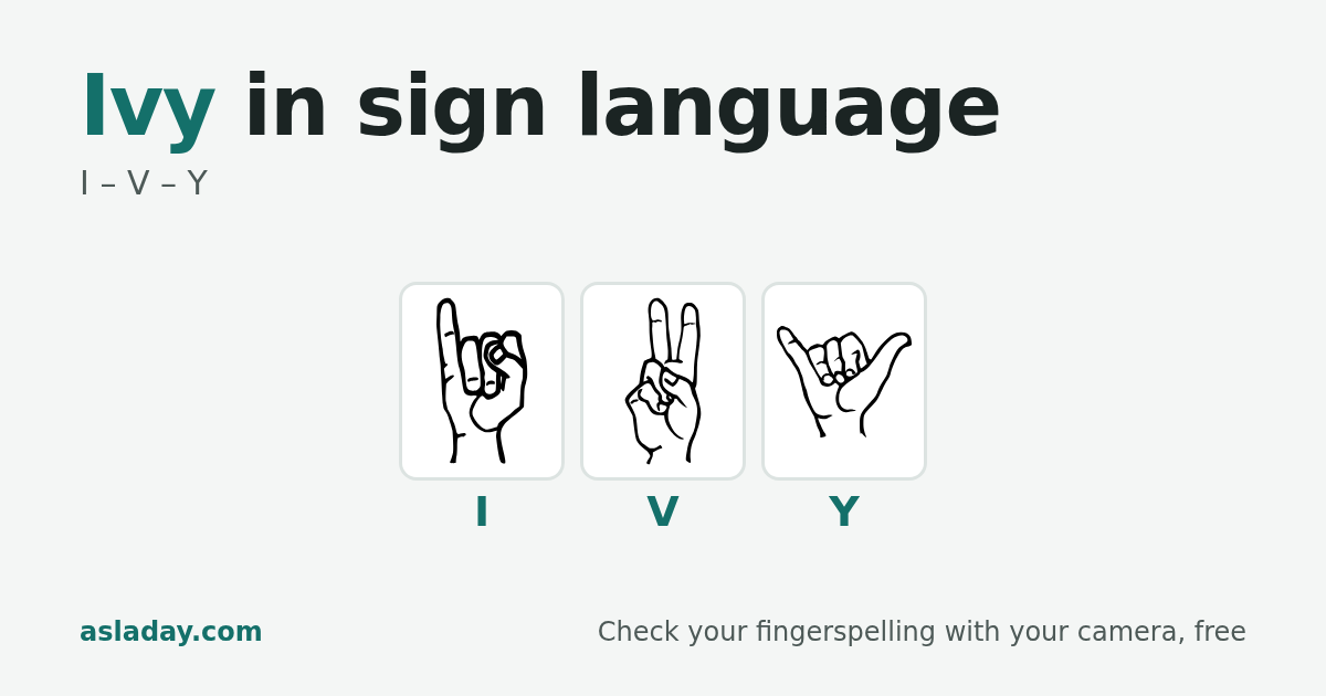 Ivy in sign language: I, V, Y