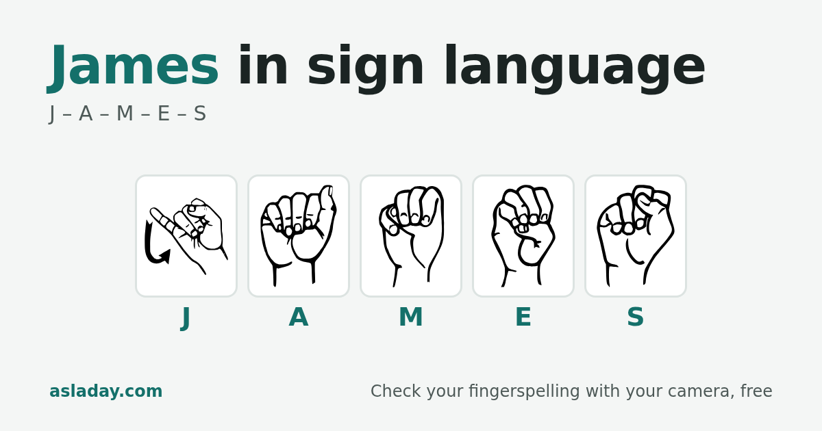 James in sign language: J, A, M, E, S