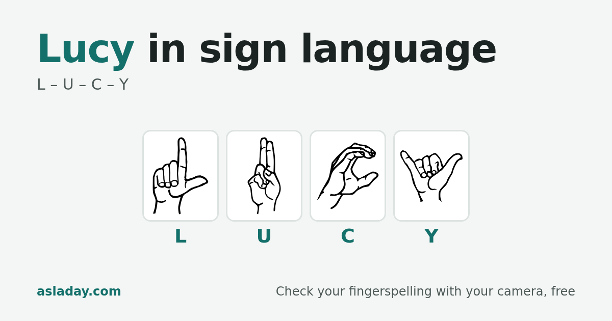 Lucy in sign language: L, U, C, Y