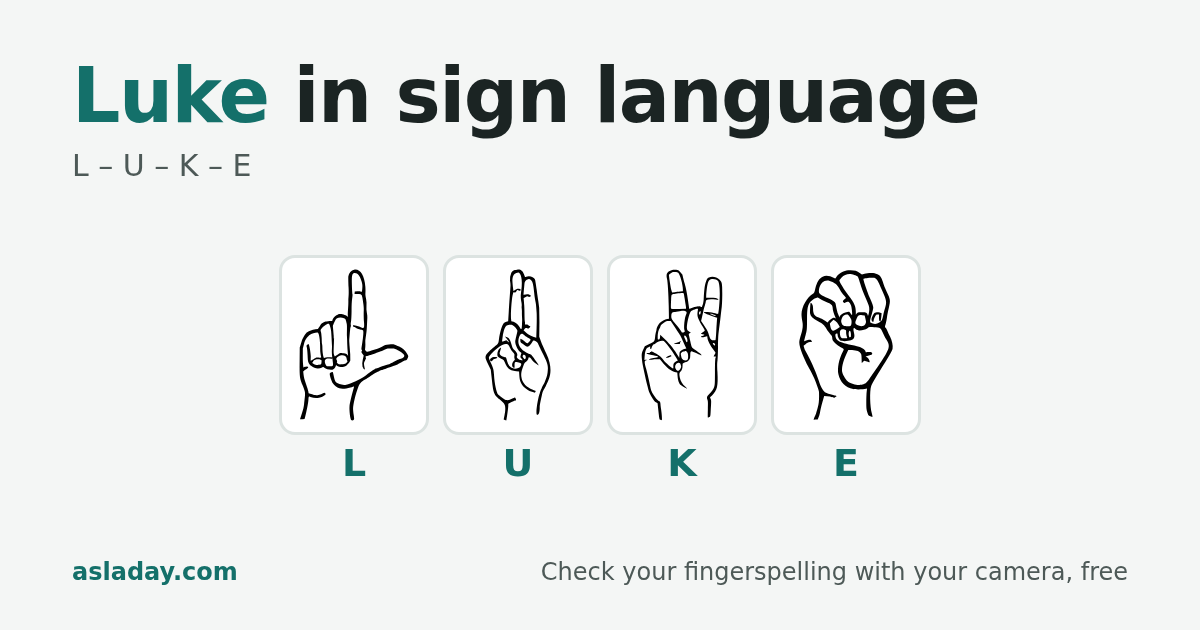 Luke in sign language: L, U, K, E
