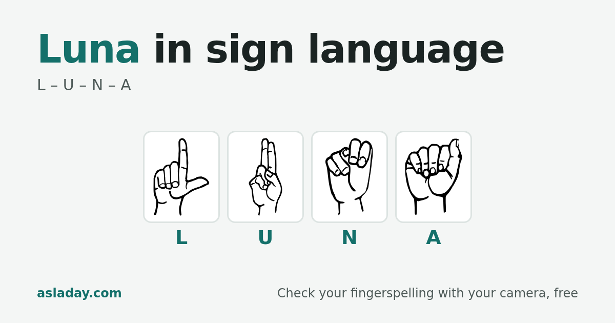 Luna in sign language: L, U, N, A