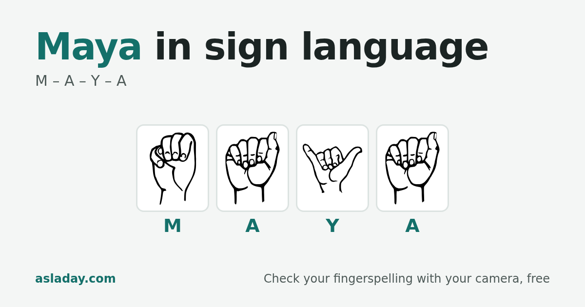 Maya in sign language: M, A, Y, A