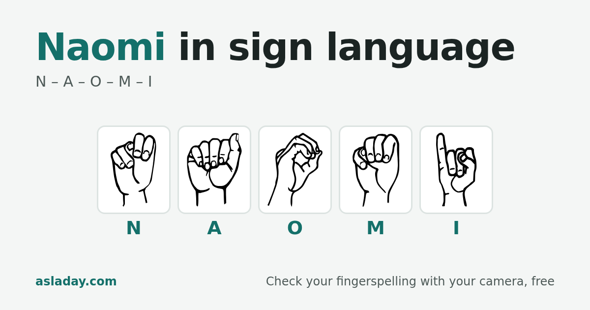 Naomi in sign language: N, A, O, M, I