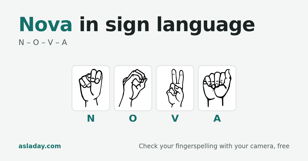Nova in sign language: N, O, V, A