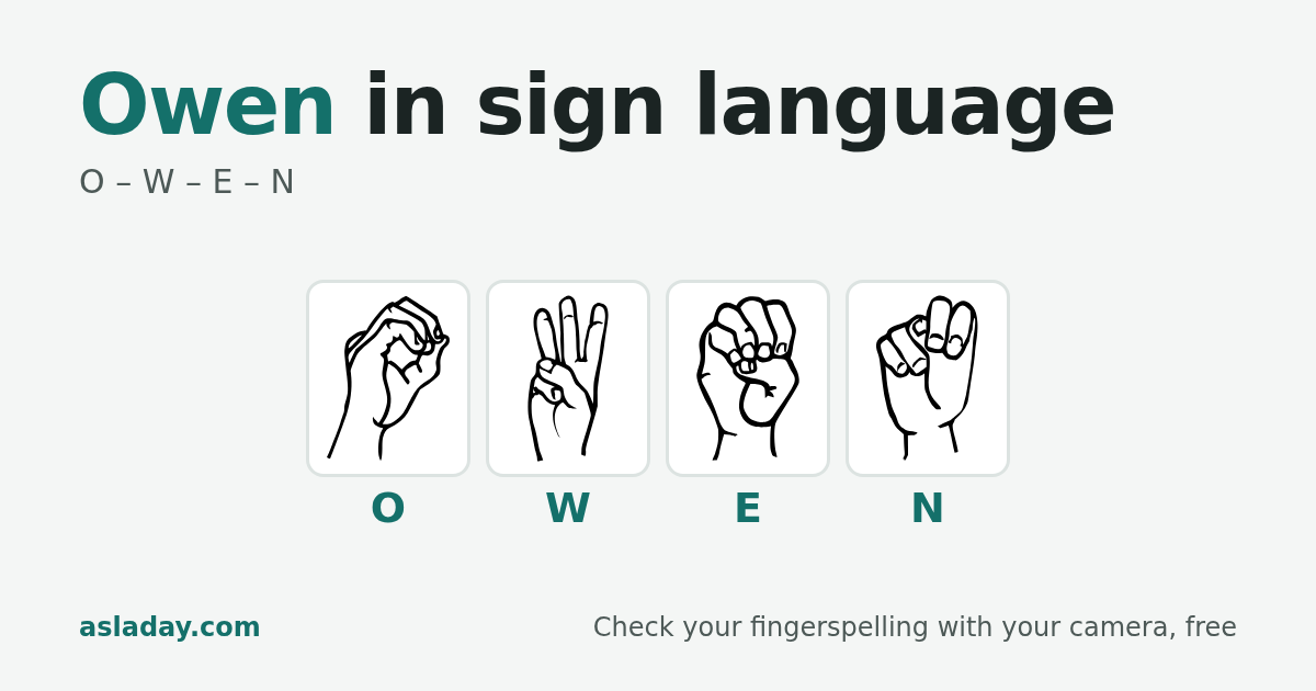 Owen in sign language: O, W, E, N
