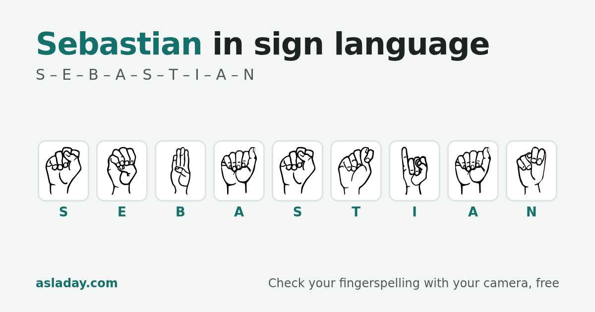 Sebastian in sign language: S, E, B, A, S, T, I, A, N